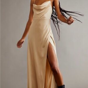 Free People Cream Maxi Dress with Side Slit